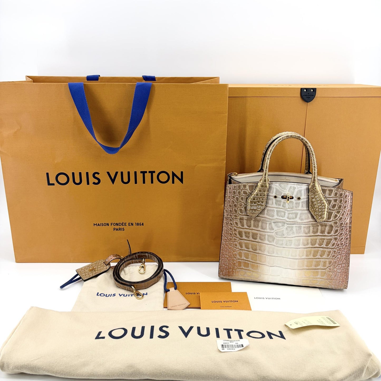 Louis Vuitton City Steamer PM Crocodile Gold Silver Gradient