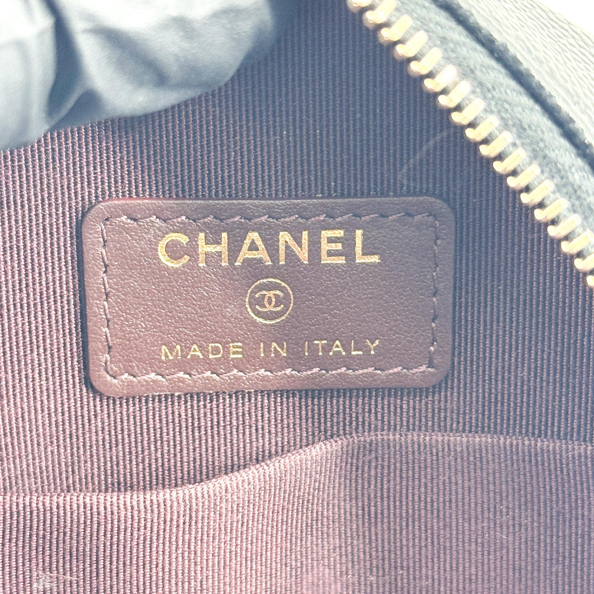 Chanel Classic Round Chain Clutch Caviar Gold Hardware Black