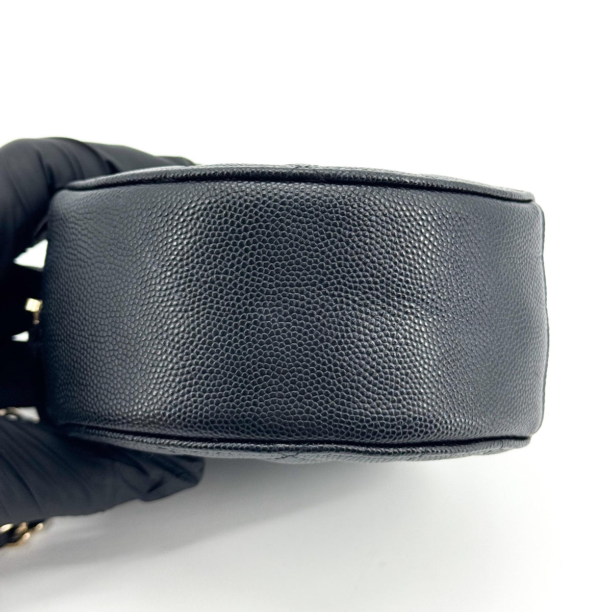 Chanel Classic Round Chain Clutch Caviar Gold Hardware Black