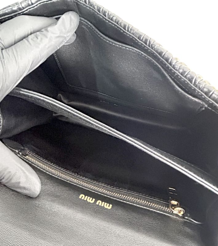 Miu Miu Confidential Matelassé Shoulder Bag Black