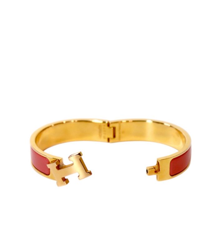 Hermès Pink Click-Ash Gold Bracelet