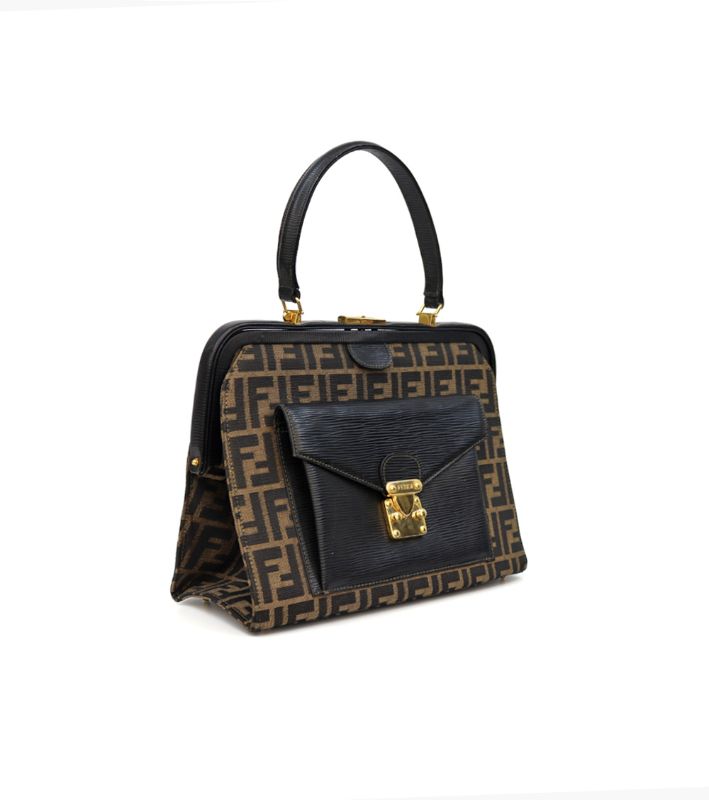 Fendi Zucca Pocket Top Handle Bag