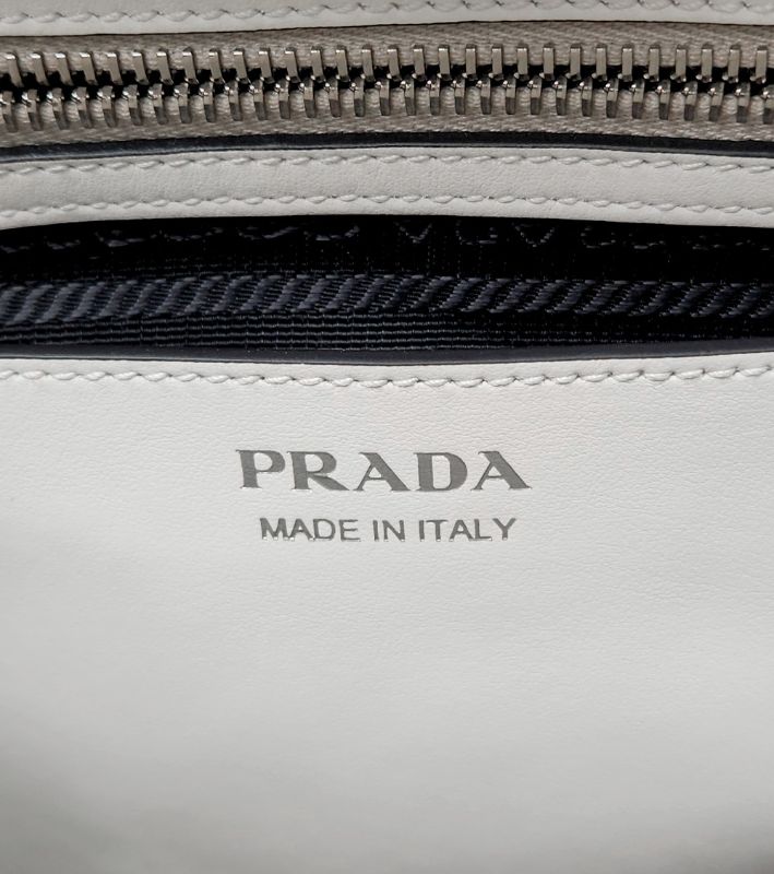 Prada White Leather Bowling Tote Bag