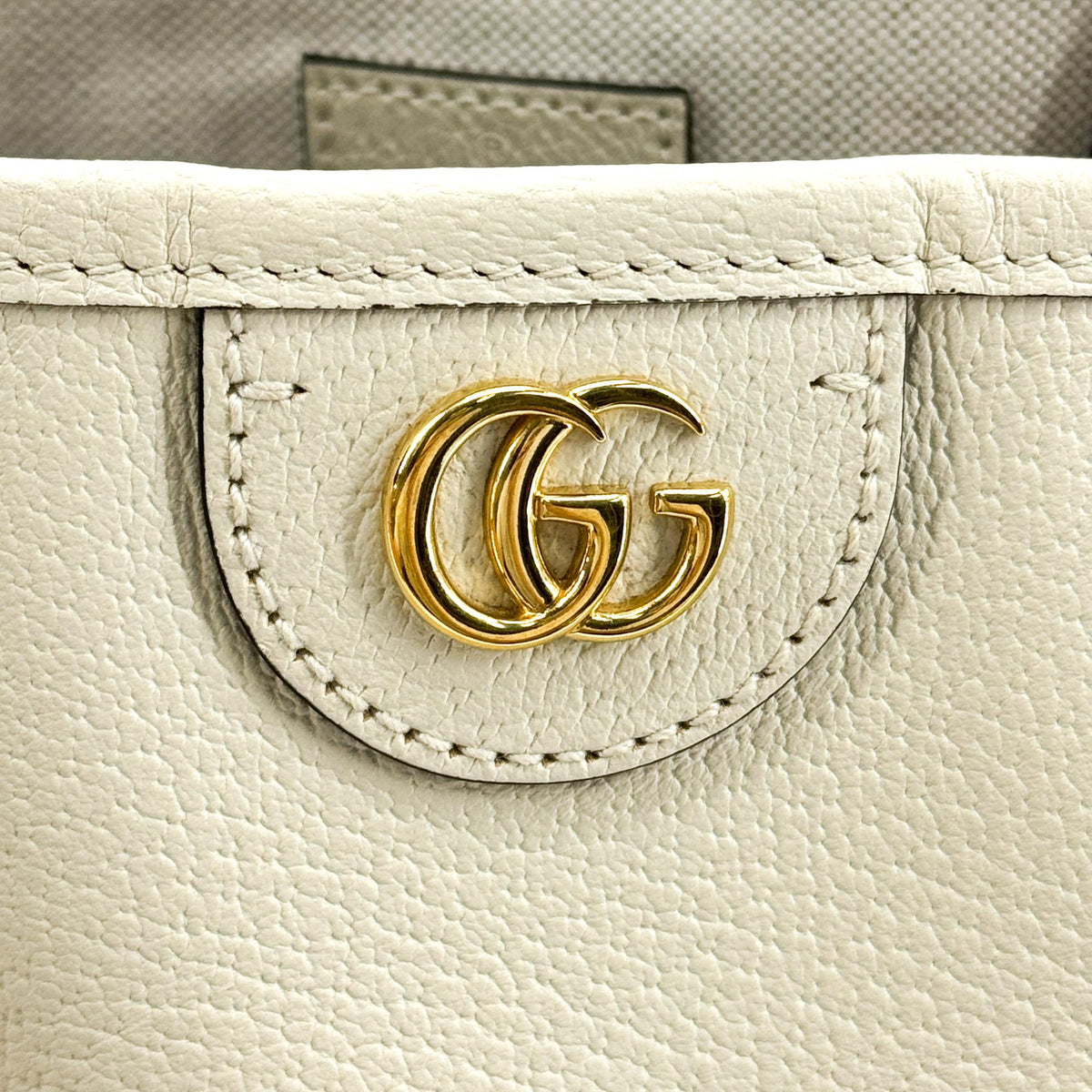 Gucci Double G Medium Leather Tote Bag Ecru