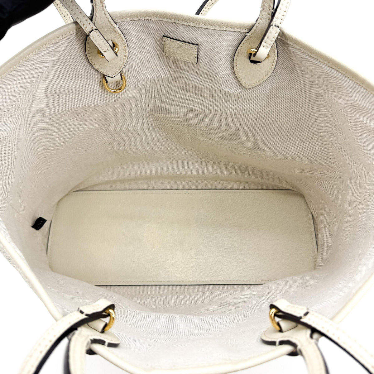 Gucci Double G Medium Leather Tote Bag Ecru