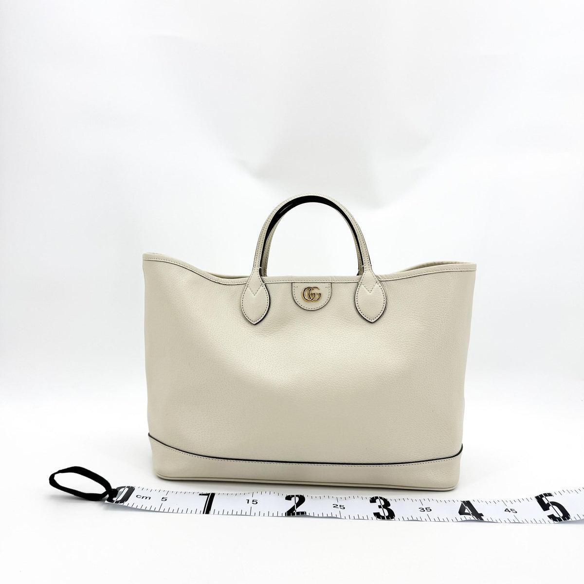 Gucci Double G Medium Leather Tote Bag Ecru