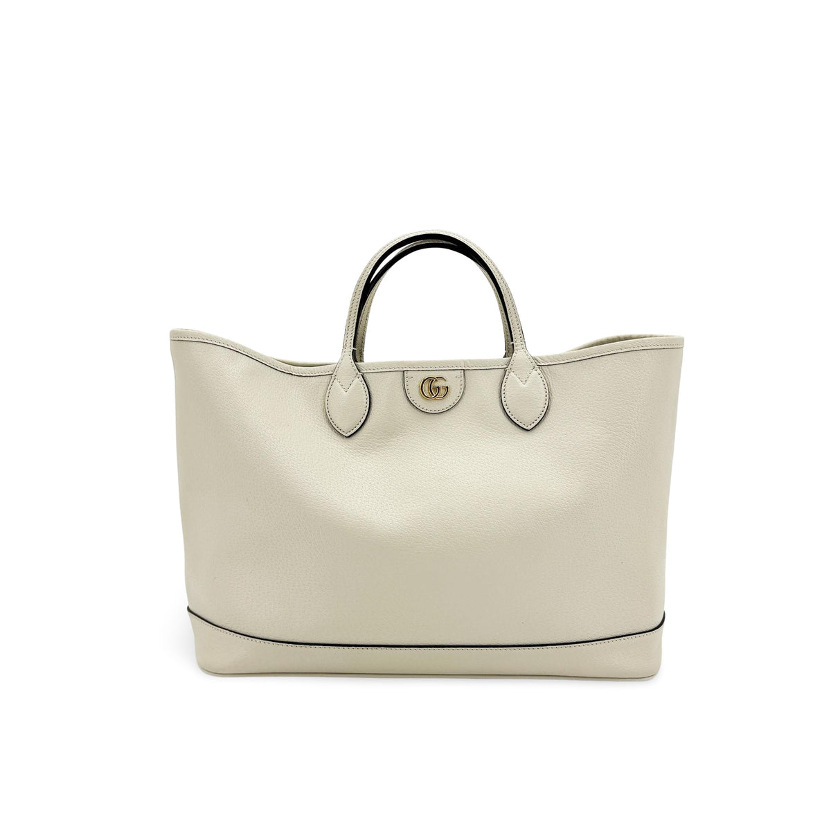 Gucci Double G Medium Leather Tote Bag Ecru