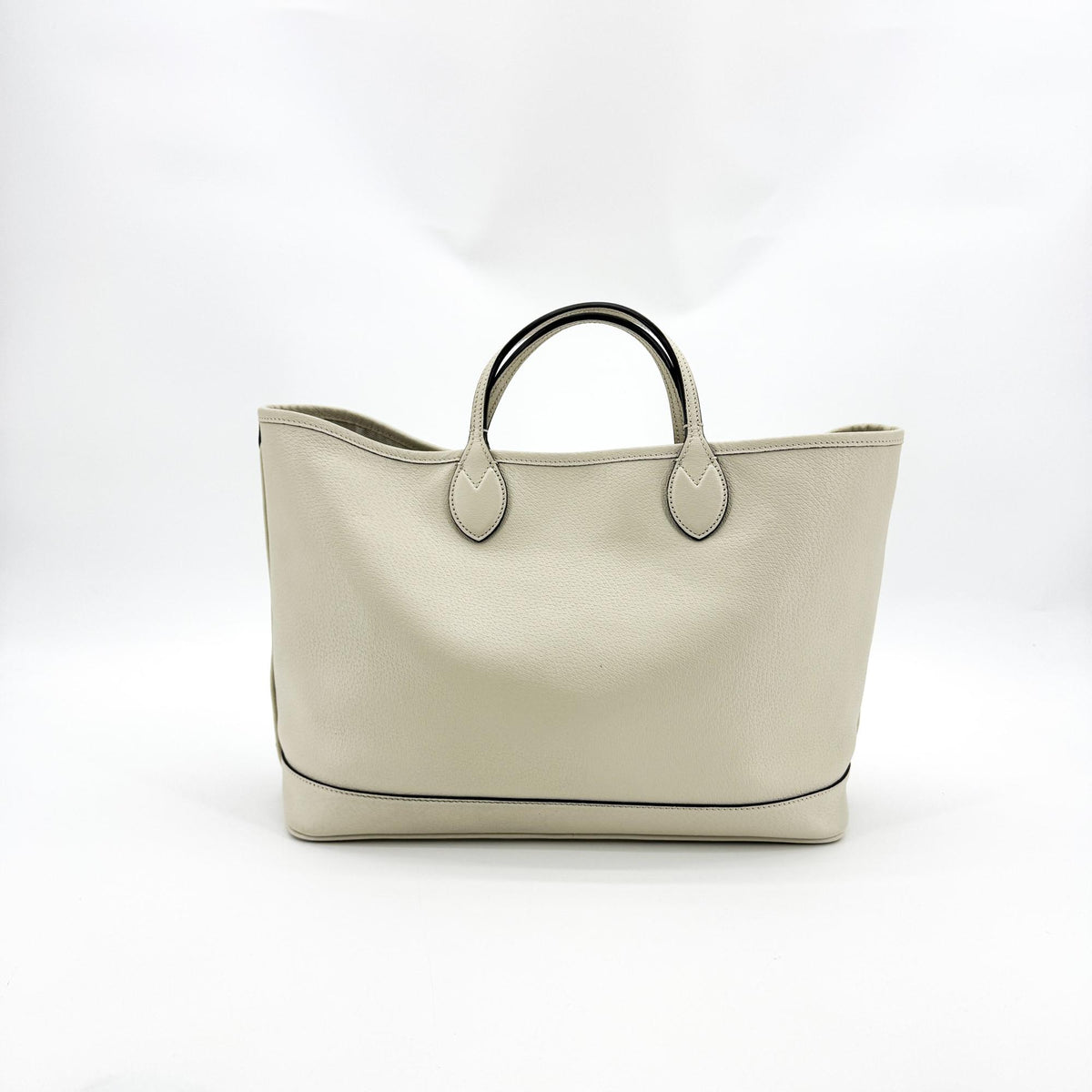 Gucci Double G Medium Leather Tote Bag Ecru