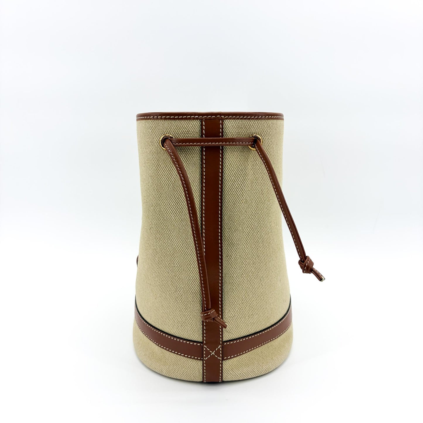 Celine Small Bucket Cure Triomphe Textile and Calfskin Natural Tan