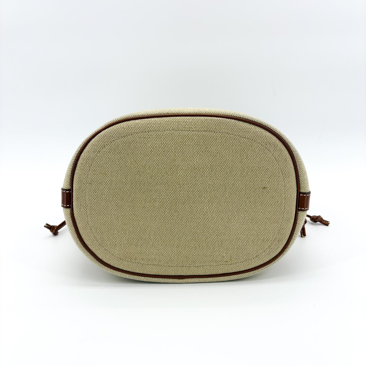 Celine Small Bucket Cure Triomphe Textile and Calfskin Natural Tan