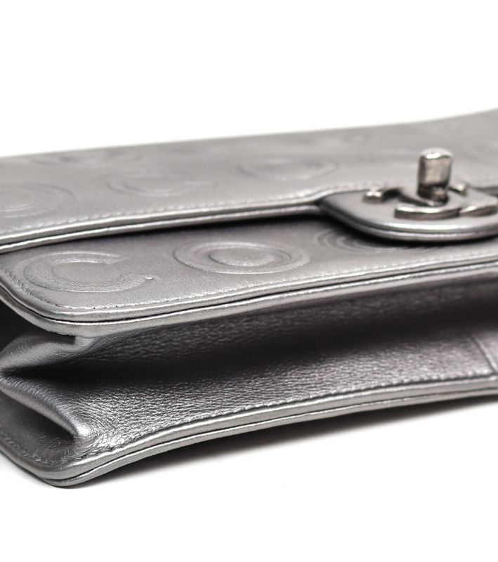 Chanel Silver CC Embossed Chain Shoulder Bag