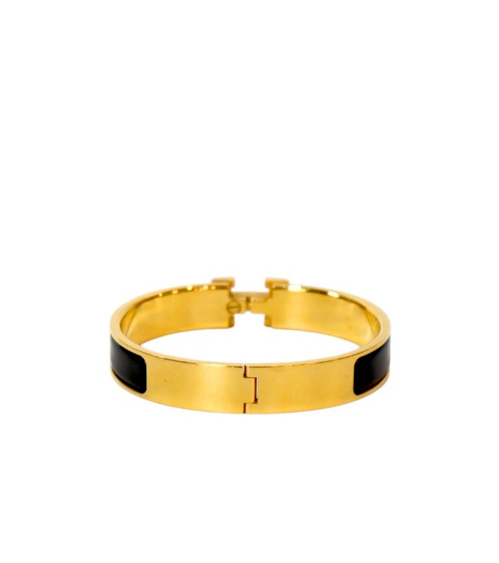 Hermès Black Click-Ash Gold Bracelet