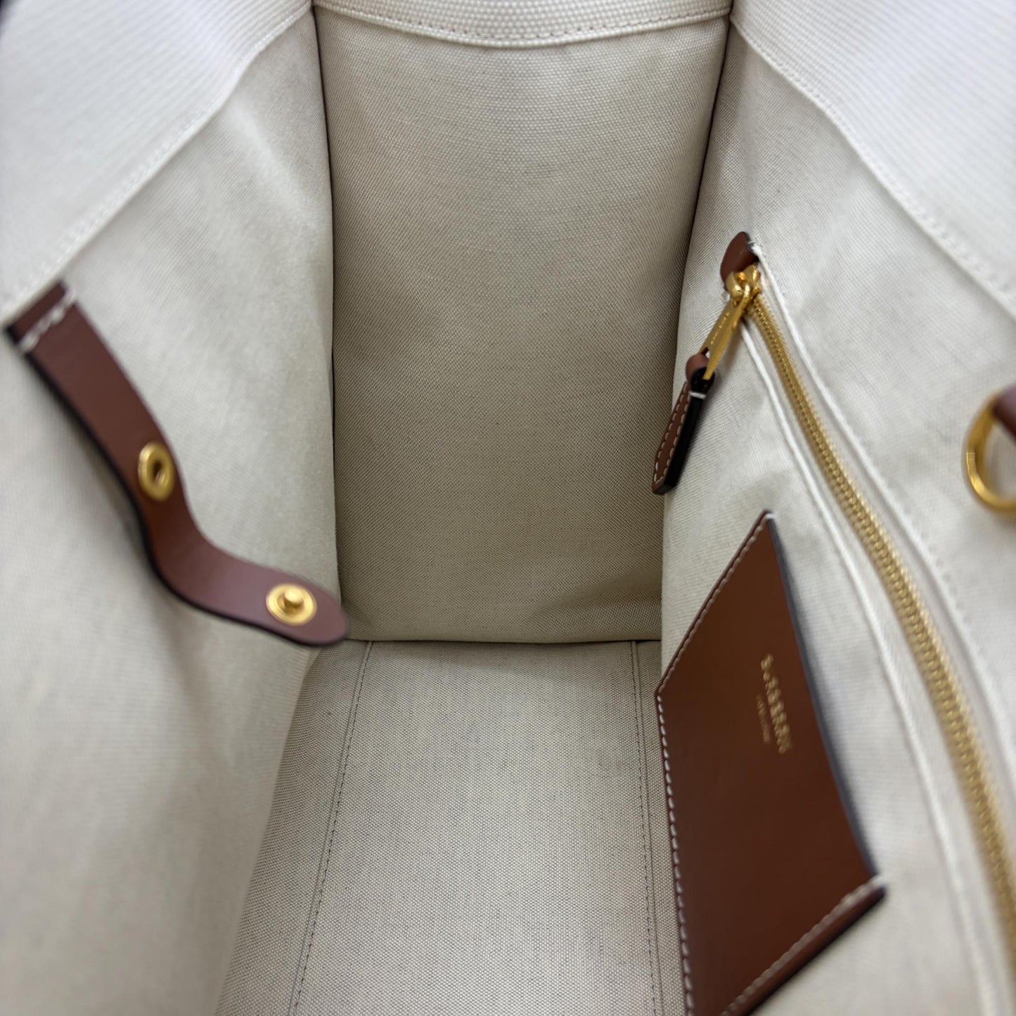 Burberry Medium Horseferry Print Canvas Freya Tote Bag Natural/Tan