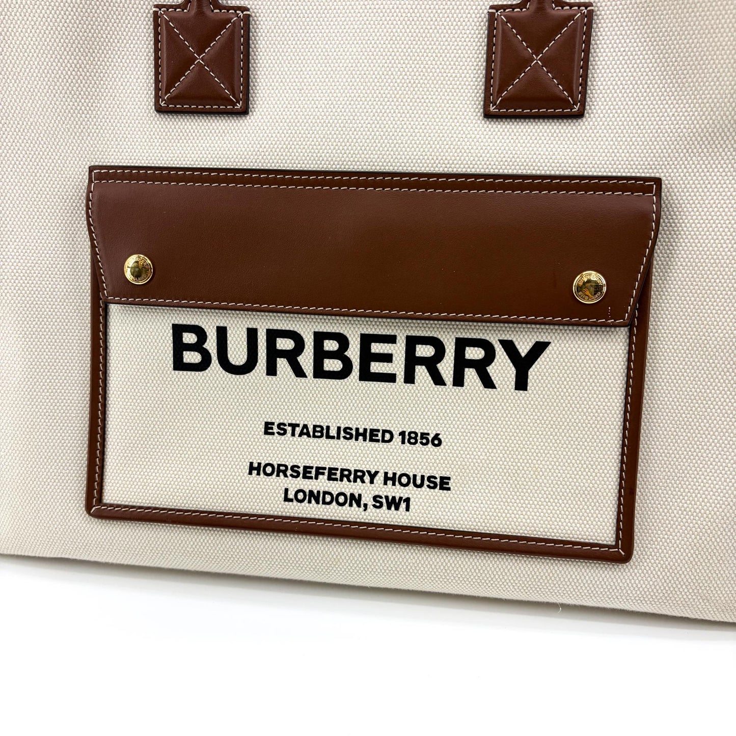 Burberry Medium Horseferry Print Canvas Freya Tote Bag Natural/Tan