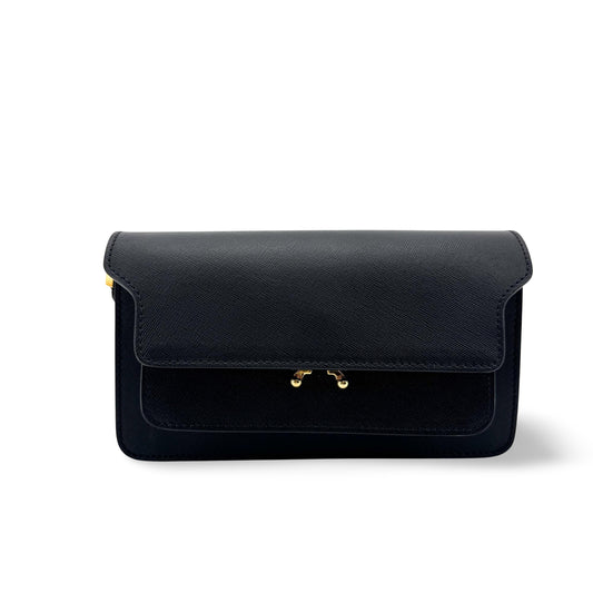 Marni Trunk Saffiano Mini Crossbody Bag Black