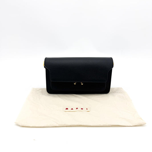 Marni Trunk Saffiano Mini Crossbody Bag Black