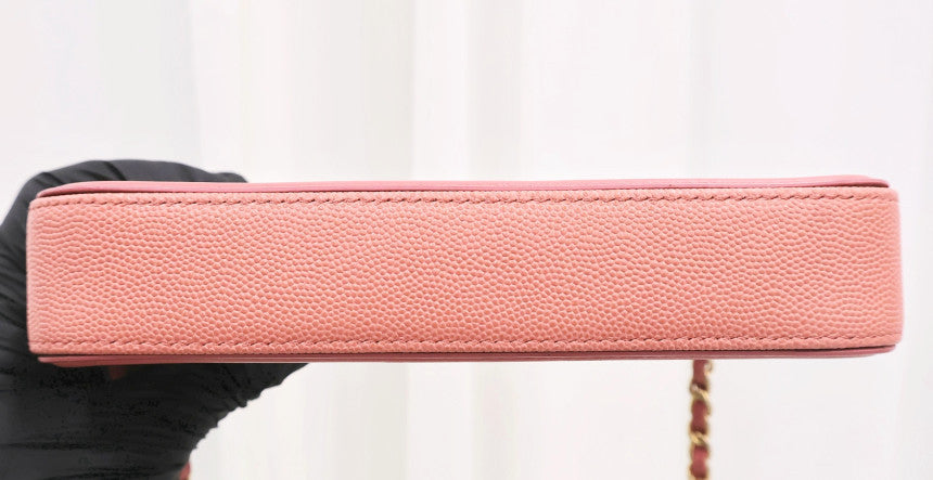 Cosmetic WOC Double Zipper Pink Crossbody Bag