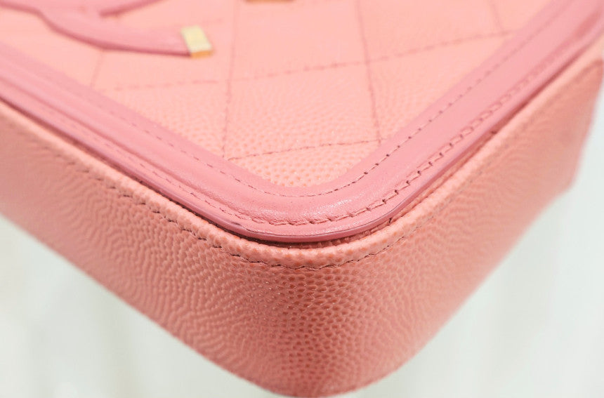 Cosmetic WOC Double Zipper Pink Crossbody Bag