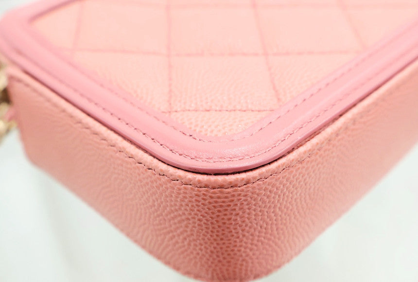Cosmetic WOC Double Zipper Pink Crossbody Bag
