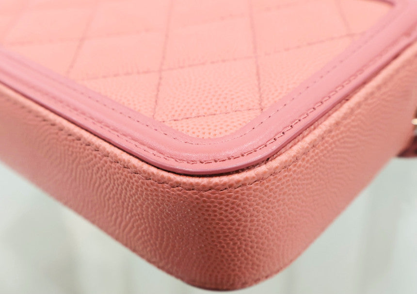 Cosmetic WOC Double Zipper Pink Crossbody Bag