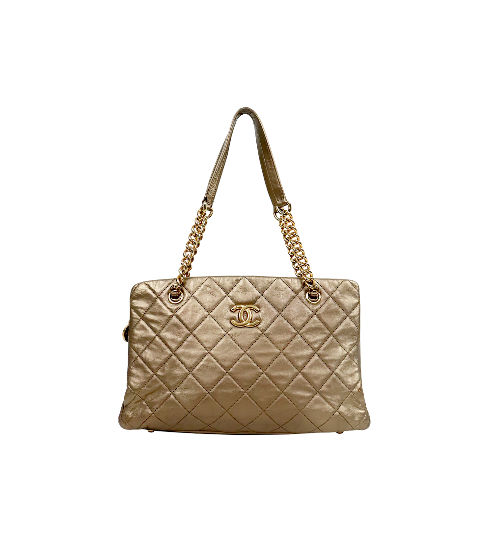 Chanel Gold Quilted CC Chain Shoulder Bag