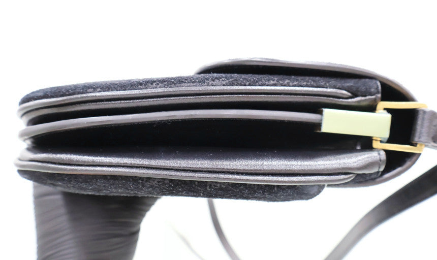 Monogram Small Velvet Satchel Crossbody Shoulder Bag Black 568604
