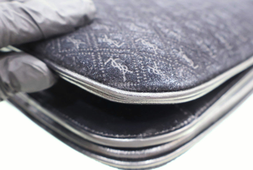 Monogram Small Velvet Satchel Crossbody Shoulder Bag Black 568604