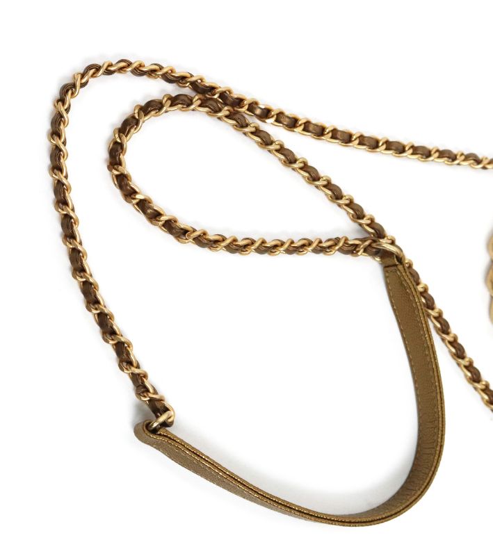 Chanel Metallic Gold Quilted CC Flap Chain Shoulder Bag