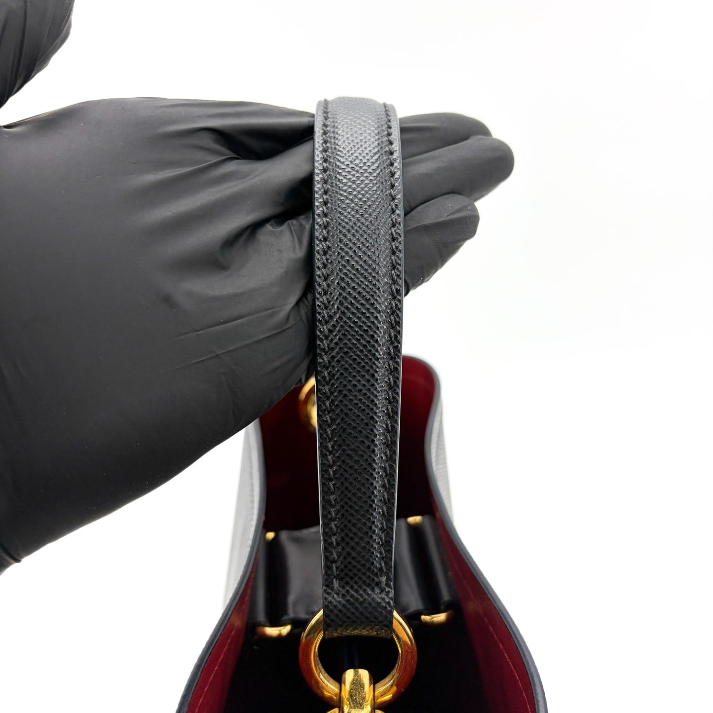 Prada Small Saffiano Leather Panier Bag Black