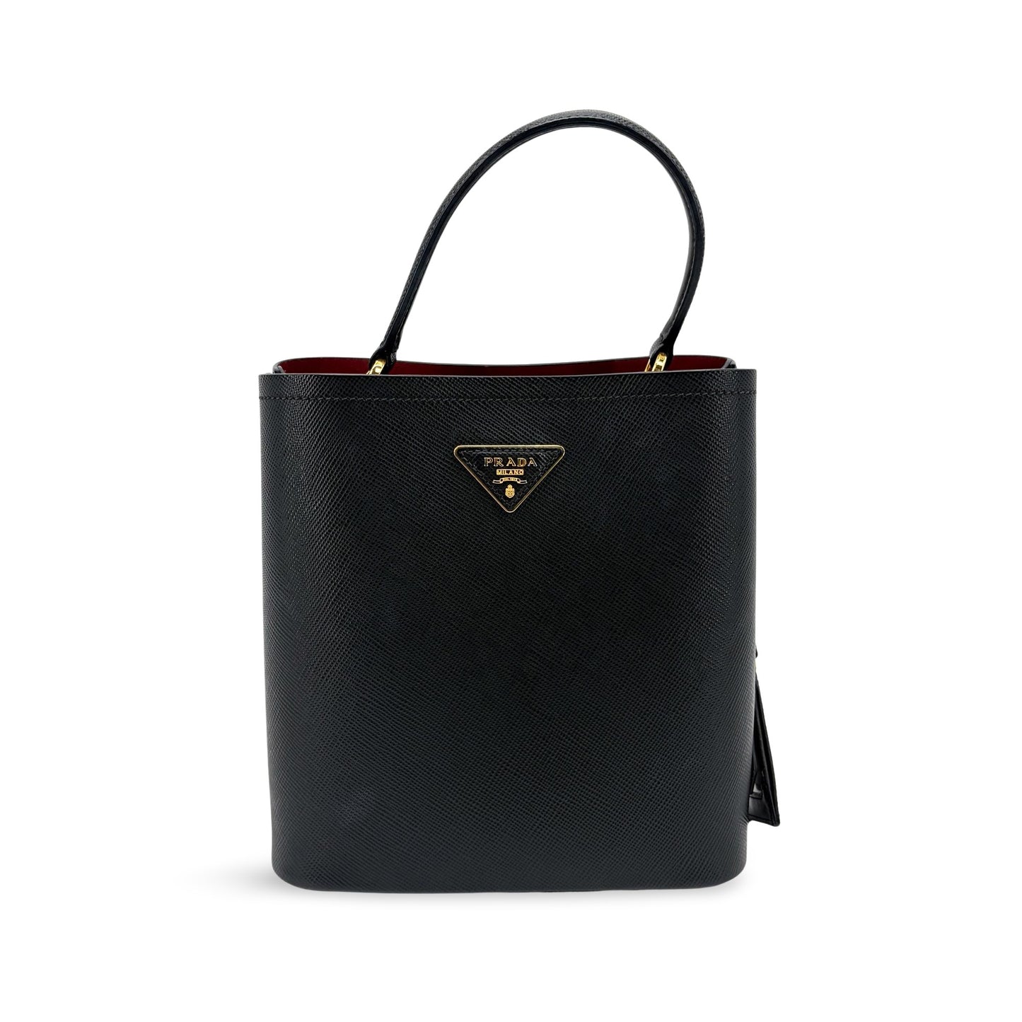 Prada Small Saffiano Leather Panier Bag Black