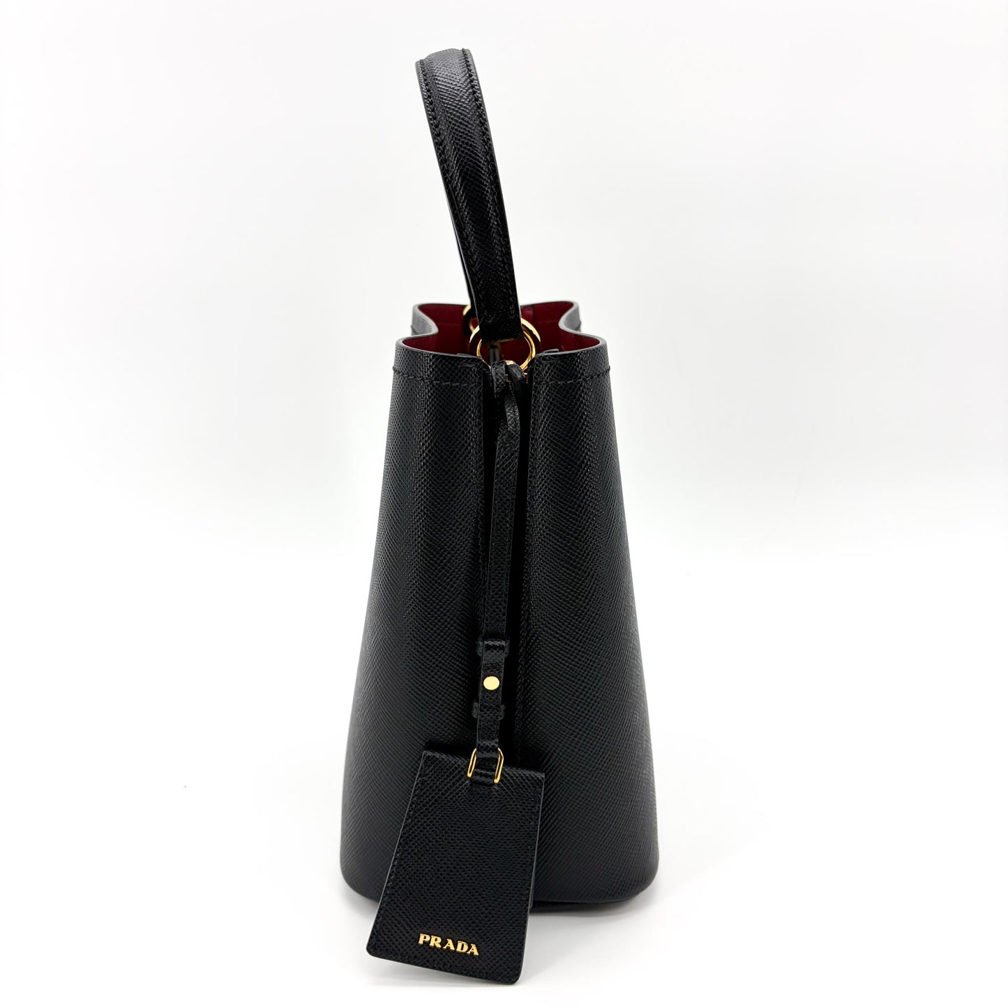 Prada Small Saffiano Leather Panier Bag Black
