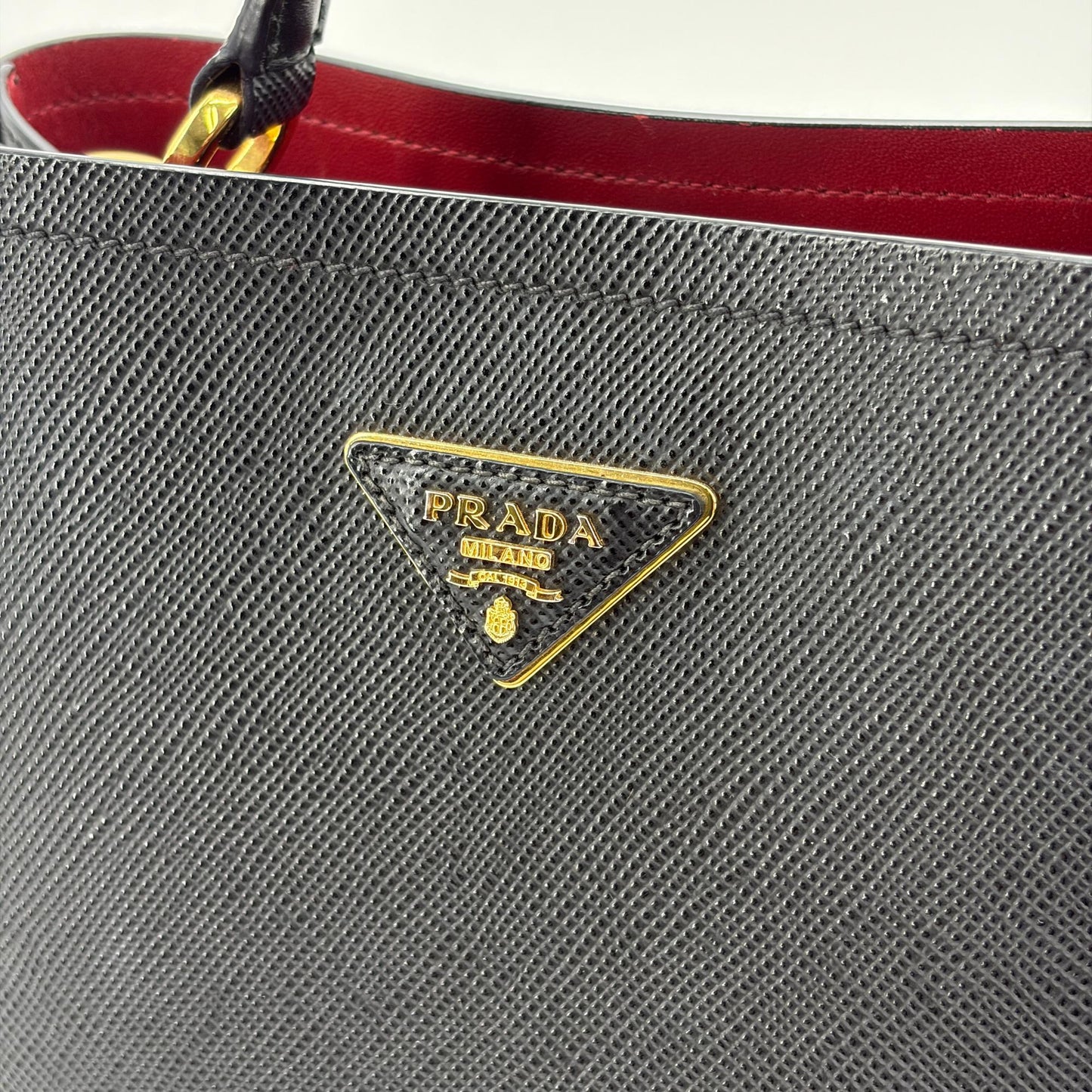 Prada Small Saffiano Leather Panier Bag Black