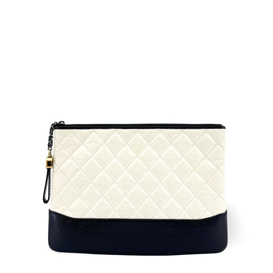 Chanel Gabrielle O-Case Pouch Medium Black White