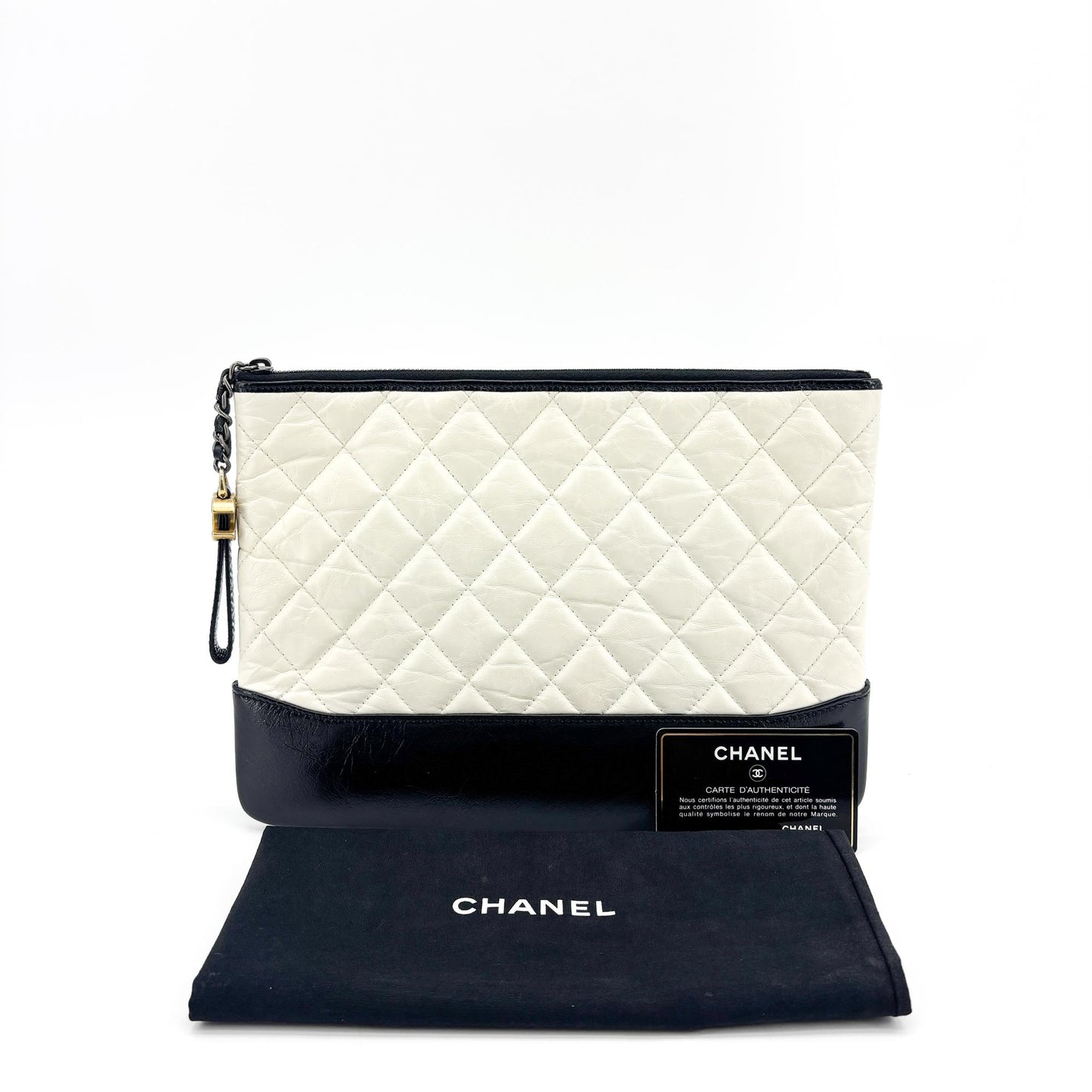 Chanel Gabrielle O-Case Pouch Medium Black White
