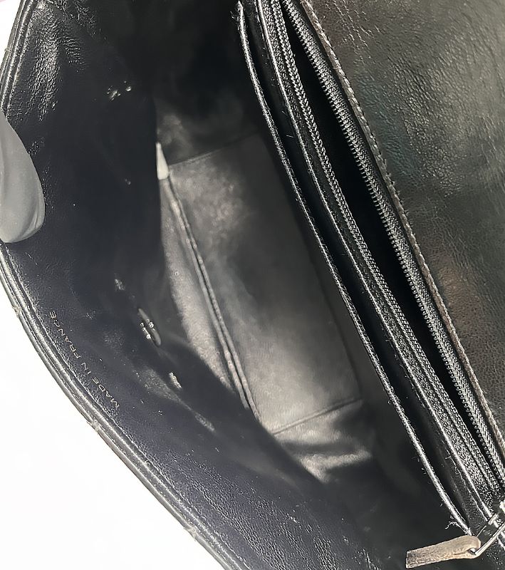 Chanel Saw Black Patent Quilted CC Flap Shoulder Bag