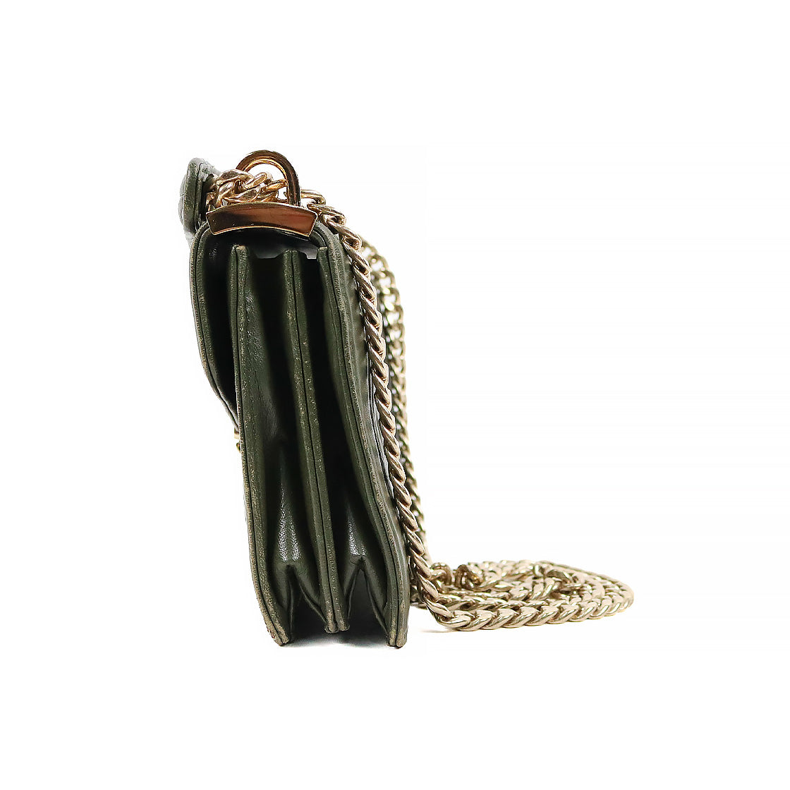 Miu Miu Khaki Materasse Chain Shoulder Bag