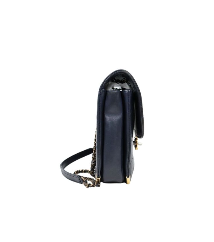 Chanel Navy Quilted CC Flap Shoulder Bag