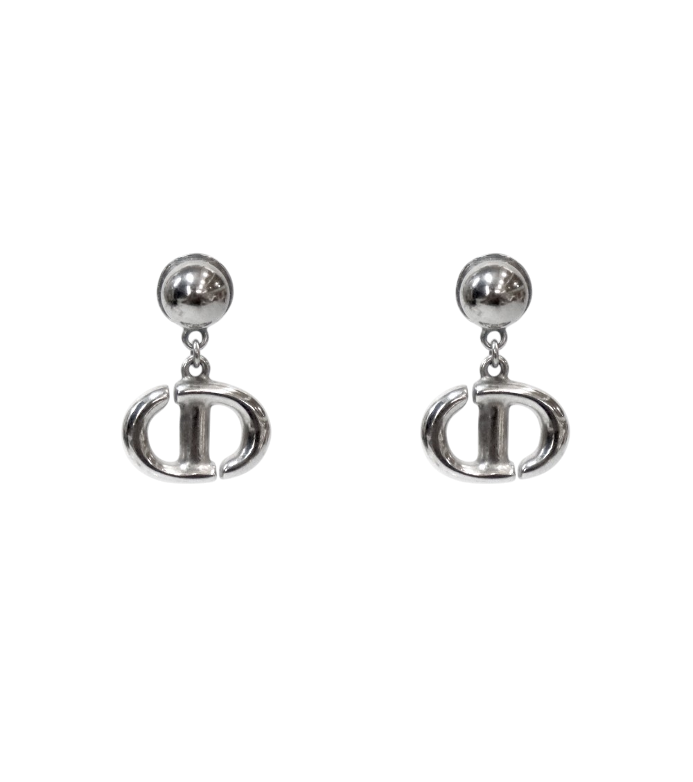 Dior Navy CD Silver Earrings