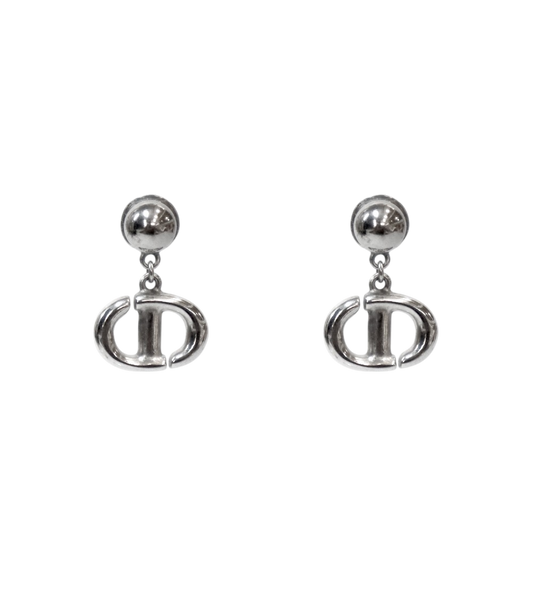 Dior Navy CD Silver Earrings