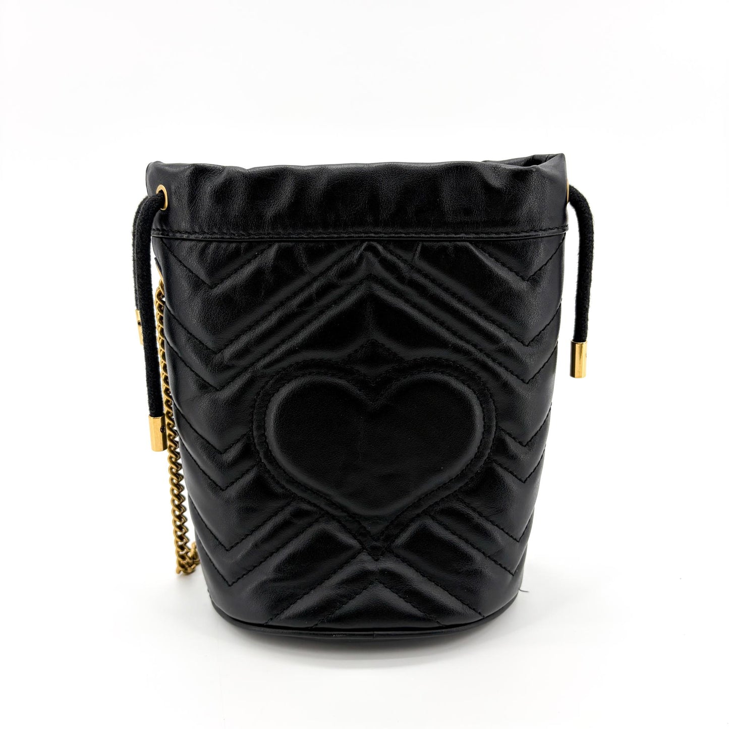Gucci GG Marmont Mini Bucket Bag Black with Gold Hardware