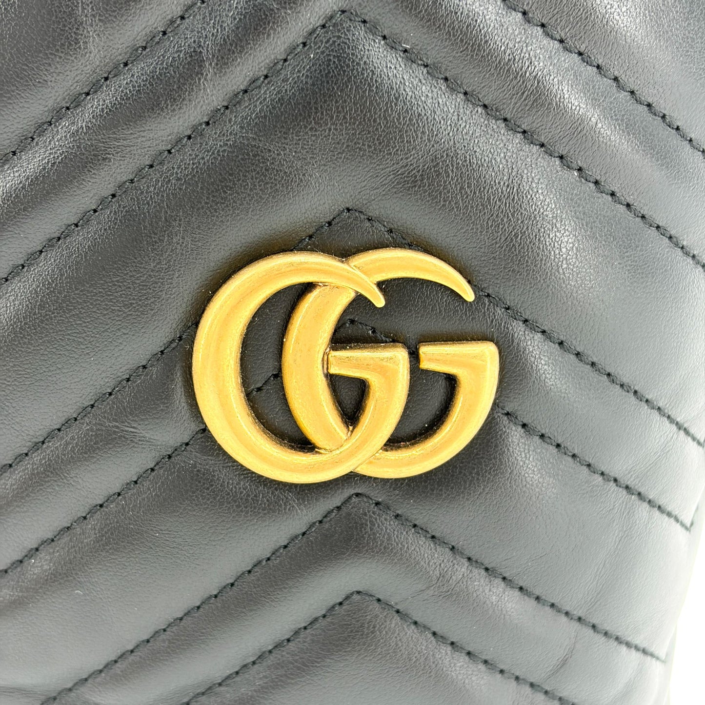Gucci GG Marmont Mini Bucket Bag Black with Gold Hardware