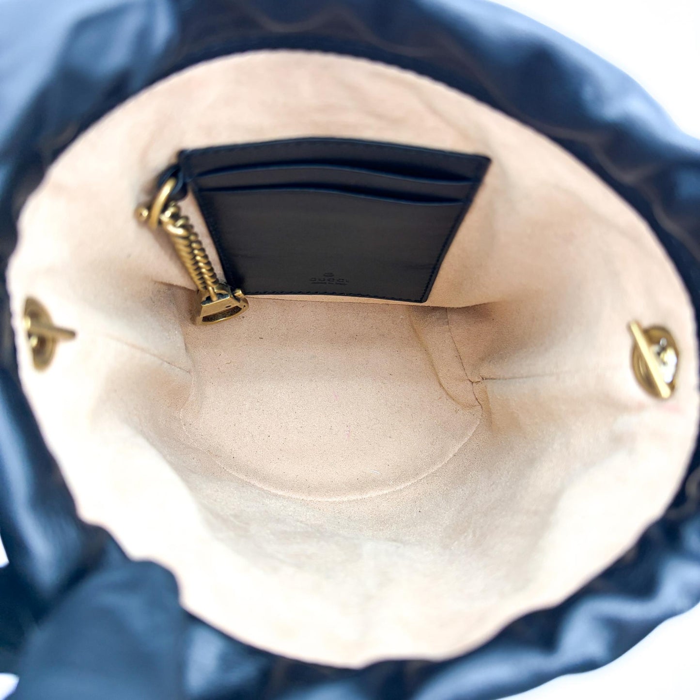 Gucci GG Marmont Mini Bucket Bag Black with Gold Hardware