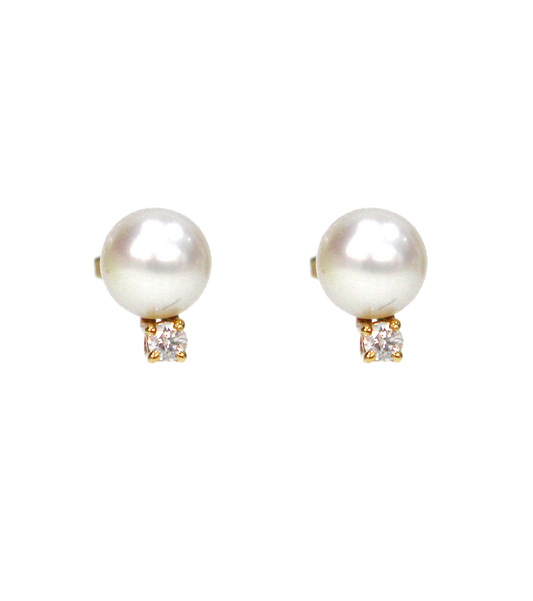 Tiffany & Co 750 18K Pearl and Diamond Earrings