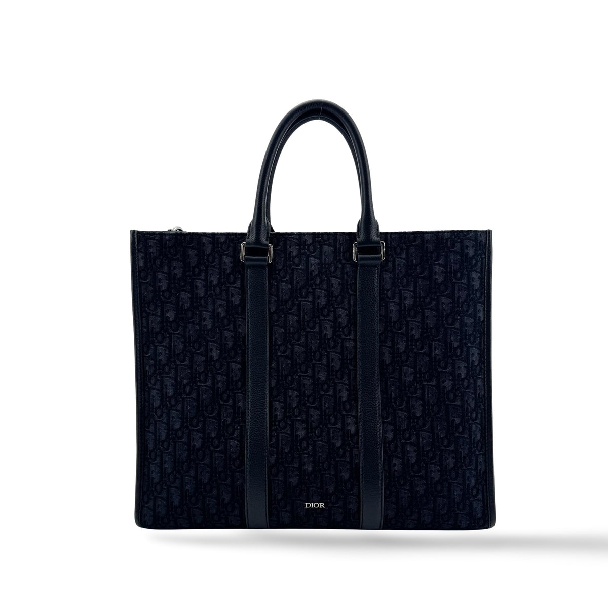 Dior Navy Oblique Jacquard Vertical Tote Bag