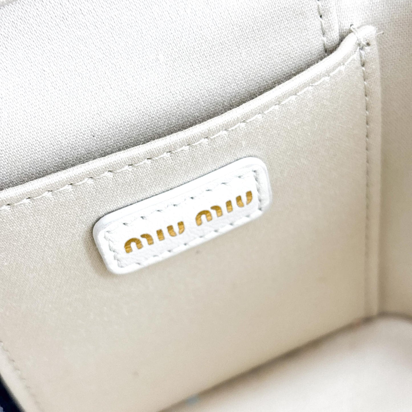 Miu Miu Matelassé Napa Leather Mini Vanity Bag White