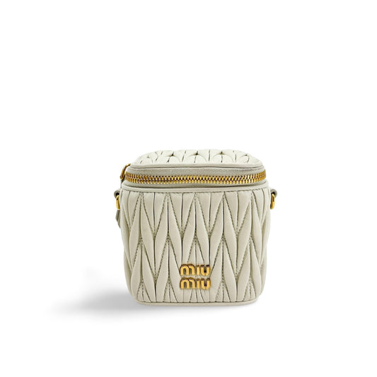 Miu Miu Matelassé Napa Leather Mini Vanity Bag White