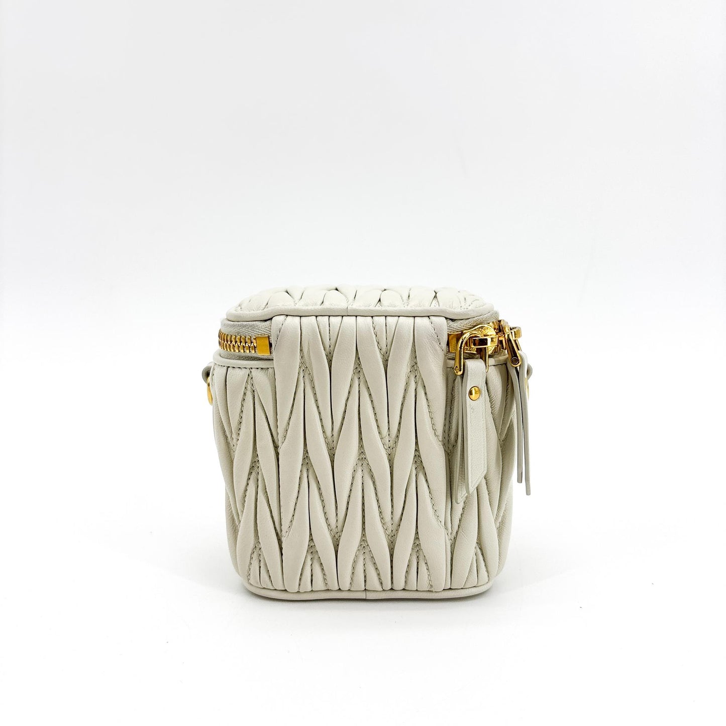 Miu Miu Matelassé Napa Leather Mini Vanity Bag White
