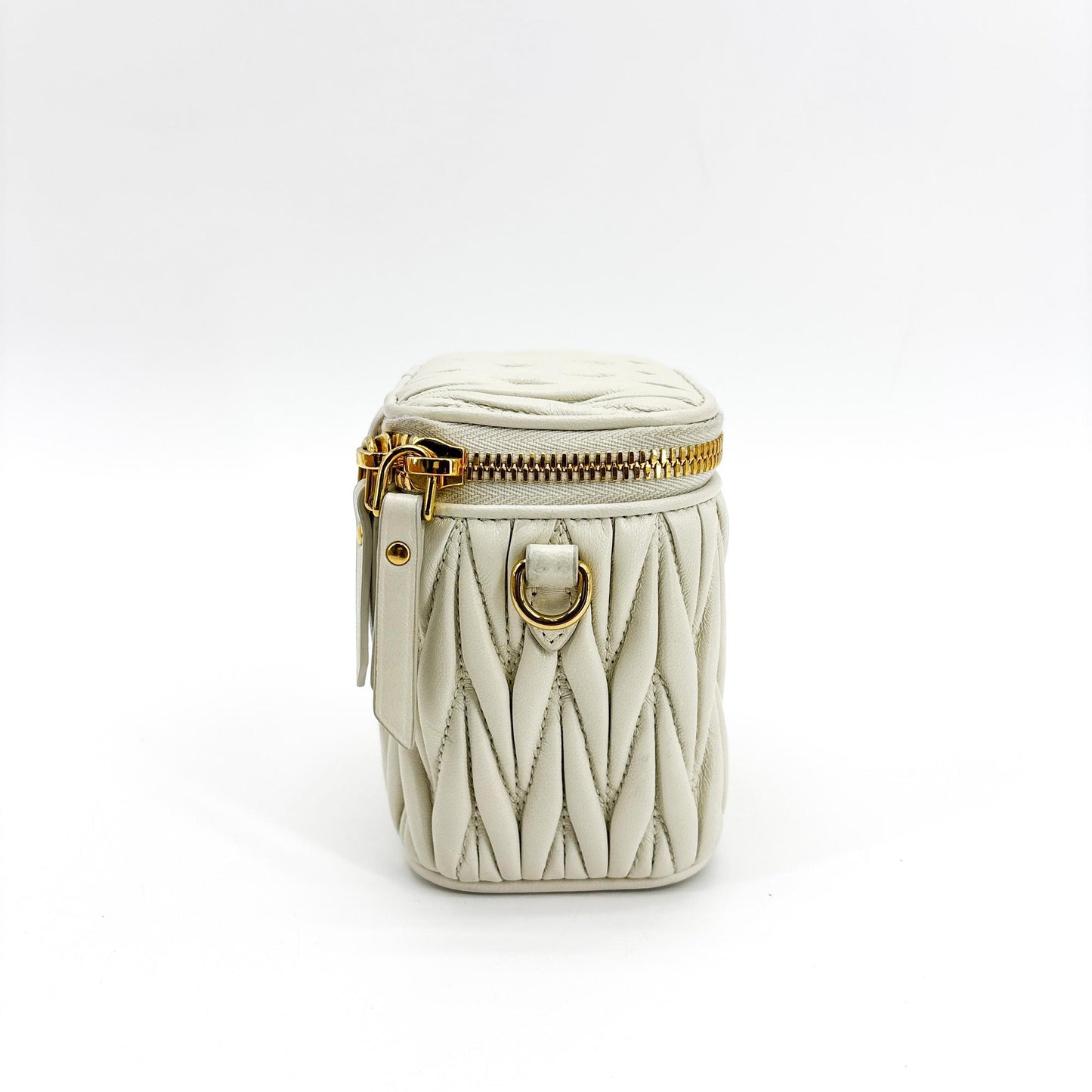 Miu Miu Matelassé Napa Leather Mini Vanity Bag White