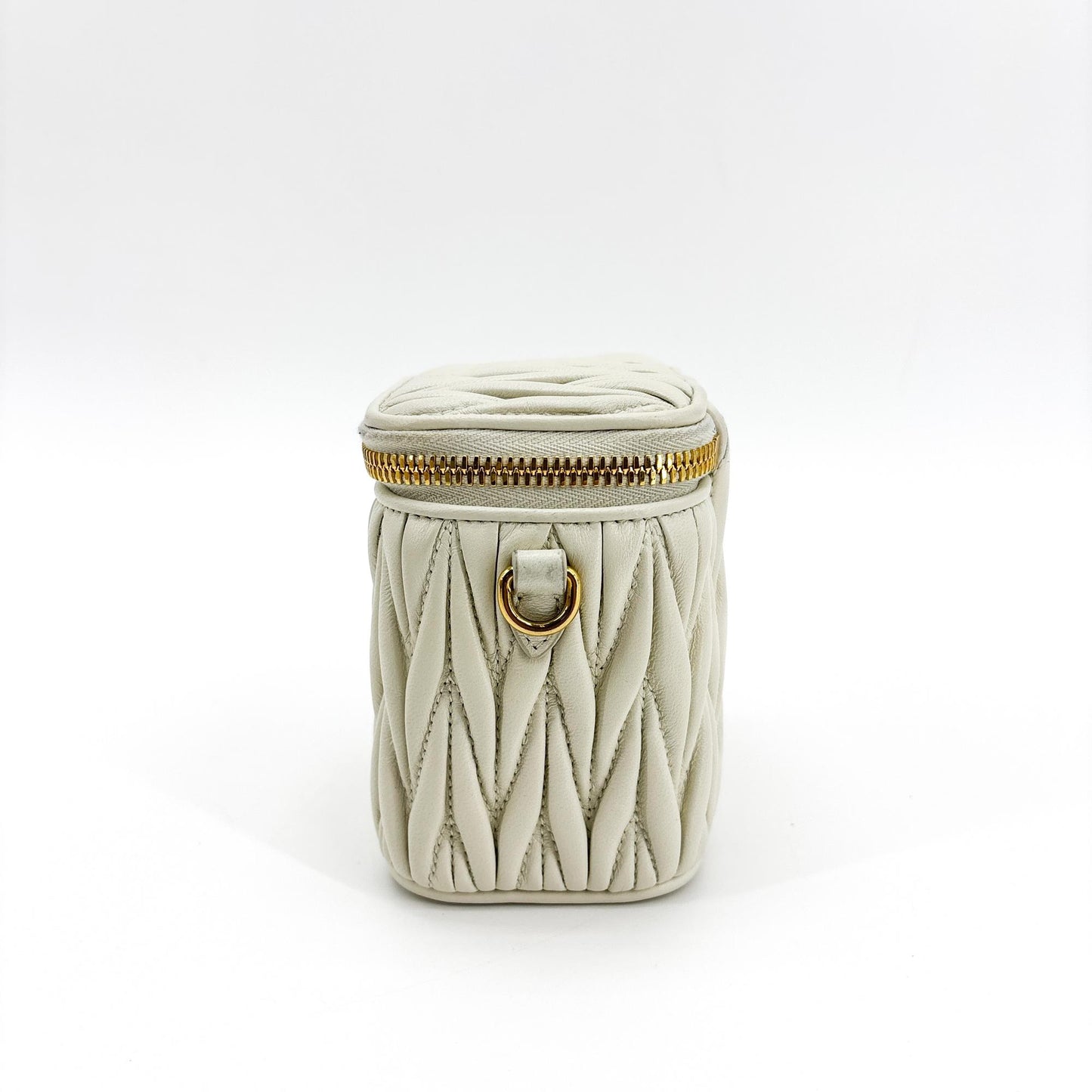 Miu Miu Matelassé Napa Leather Mini Vanity Bag White