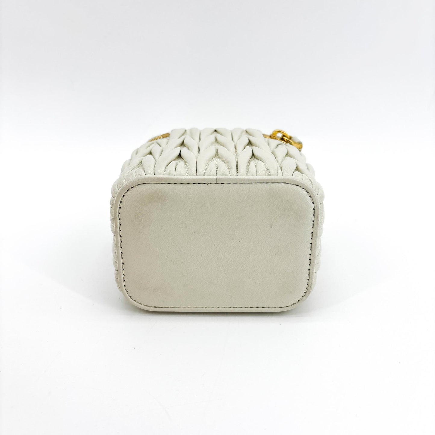 Miu Miu Matelassé Napa Leather Mini Vanity Bag White